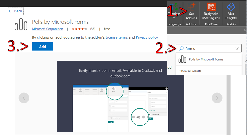 Screenshot of the Polls by Microsoft Forms plug-in.