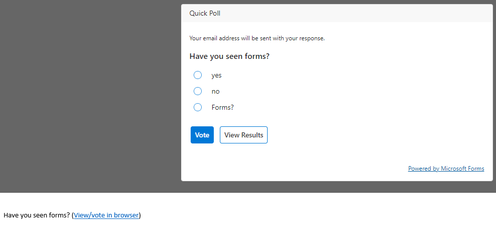 Screenshot of the Quick Poll Question.