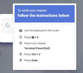 Clickfix verification prompt displaying keyboard instructions for completing a human verification check.