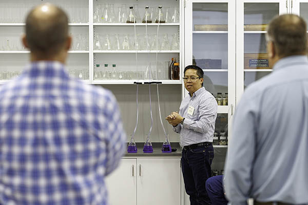 Dr. Sergio Abit teaches a Soil Science Teaching Workshop in a lab in Agricultural Hall.