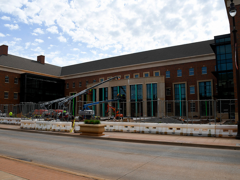 Construction on front of new building