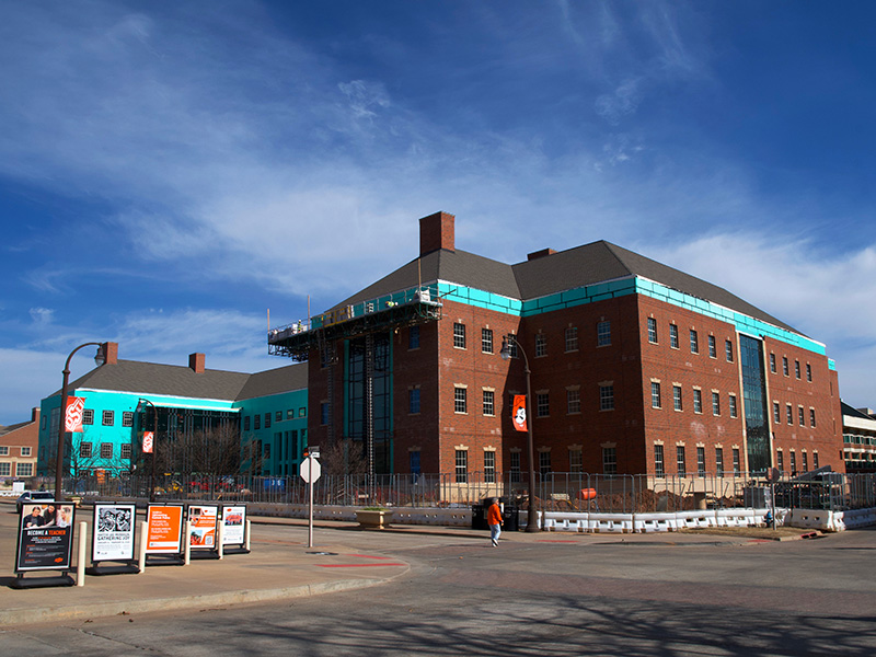 Brickwork on front part of building