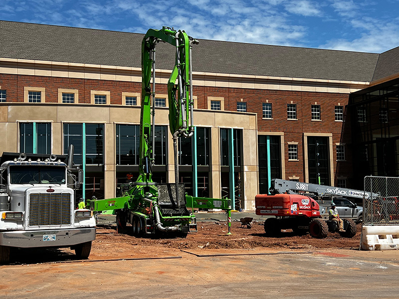 Pouring concrete for front patio