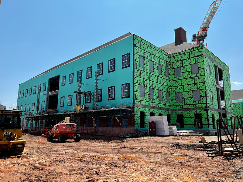 Brick work on north side of building