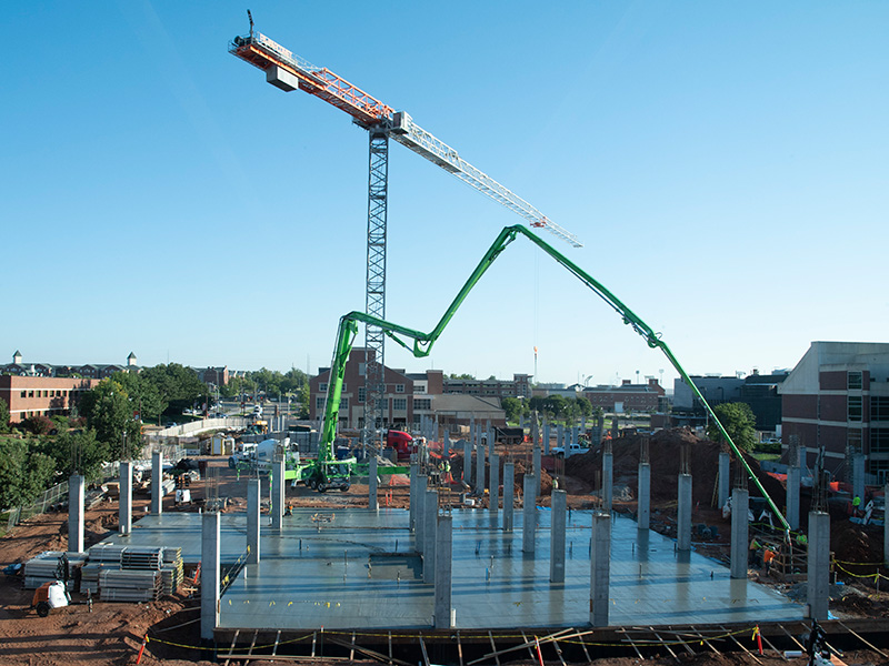 Pouring concrete foundation