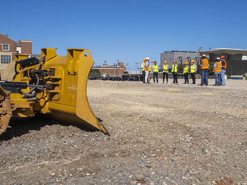 OSU group viewing the constuction site