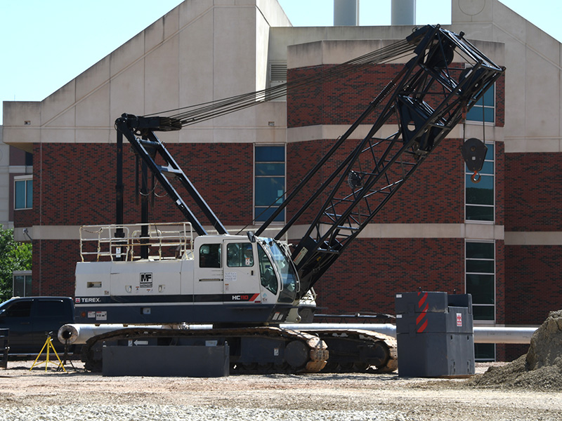 Small crane on construction site