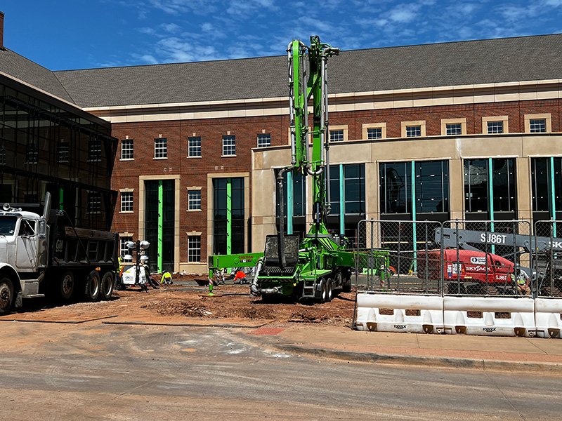 Pouring concrete for front patio