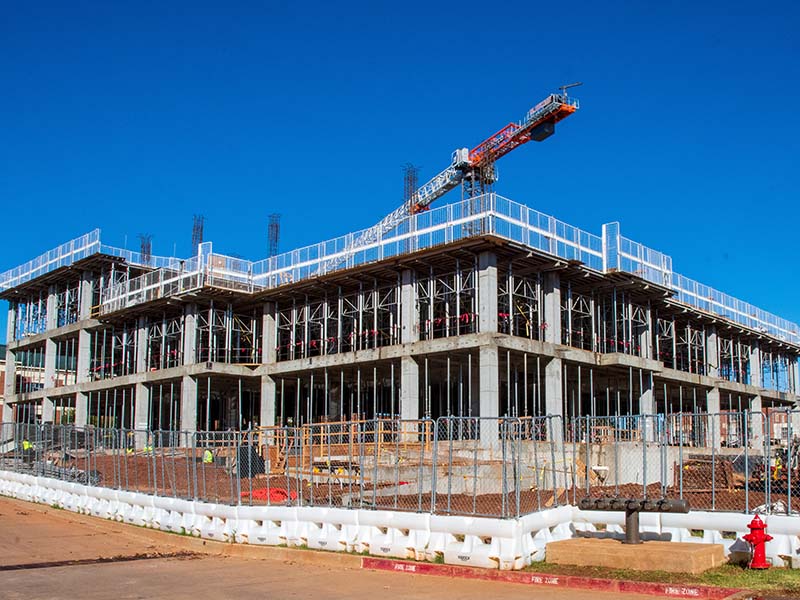 southeast corner of the new building