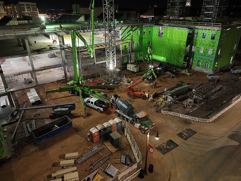 Final concrete pour in early morning