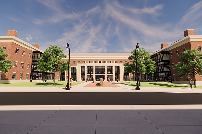Exterior Rendering of the New Frontiers Agricultural Hall