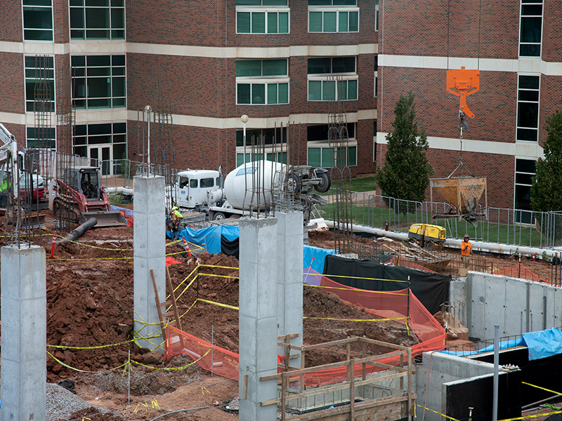 Closeup of first floor piers
