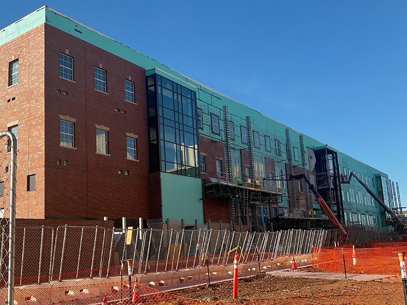Brickwork on the back side of the building