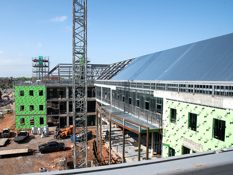 View of the north side of the building from the roof