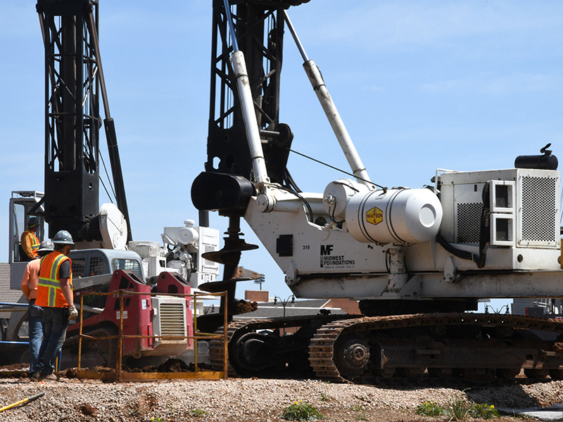 Drilling rigs on construction site