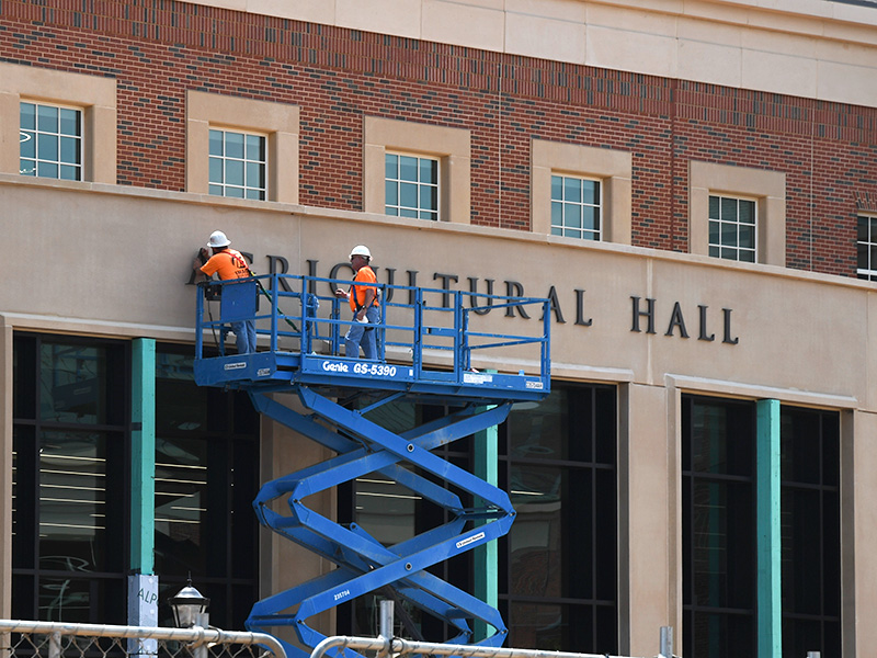 Agricultural Hall lettering installed on new building