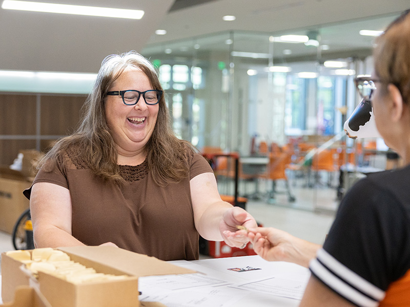 Person getting key in the new building