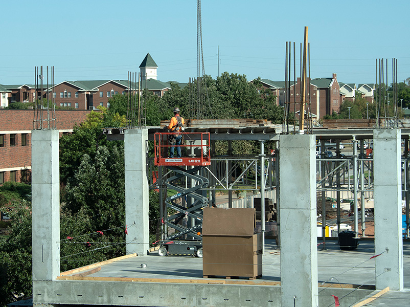 Columns supporting third floor