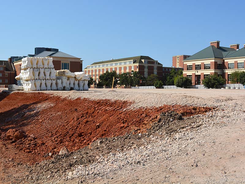 Fill and gravel covering the building site