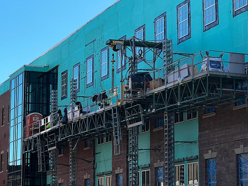 Brickwork on the back side of the building