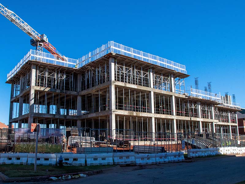 southwest corner of the new building