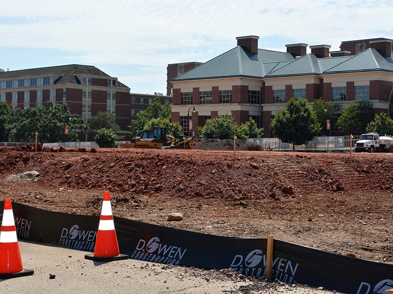 Showcasing the fill being brought in to the construction site