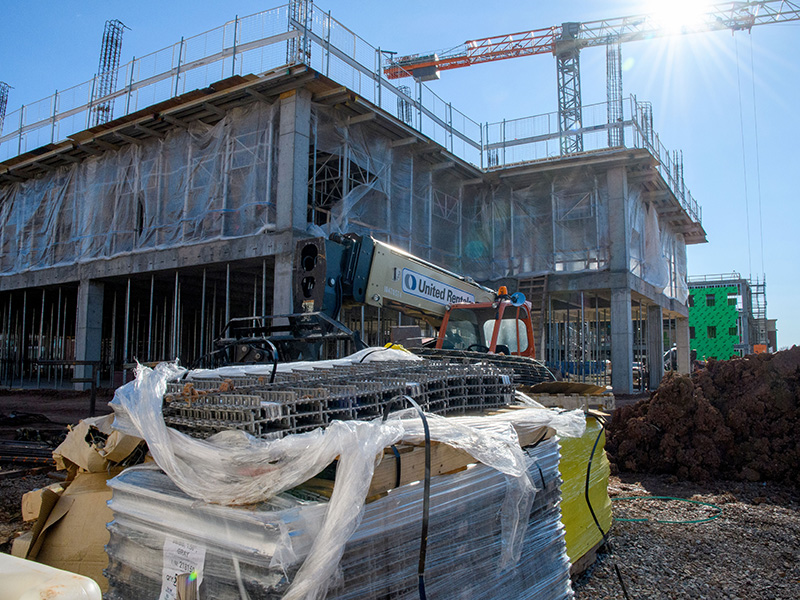 Progress on north end of New Frontiers Agricultural Hall