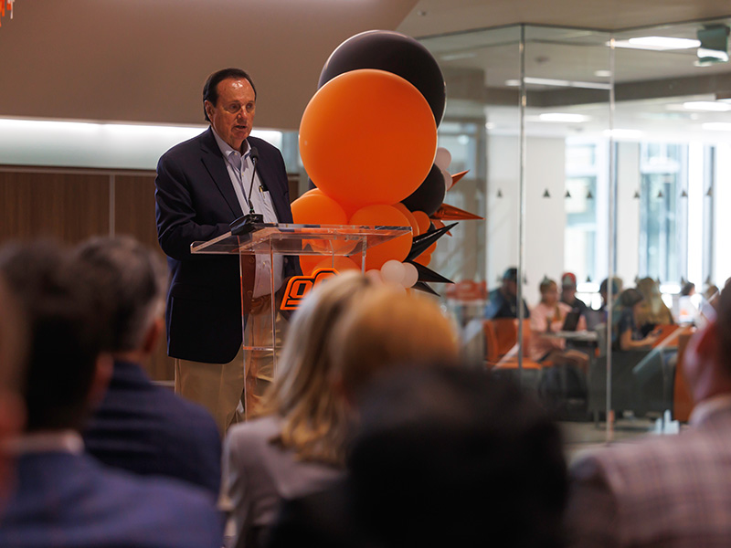 Regent Harrel speaks during grand opening