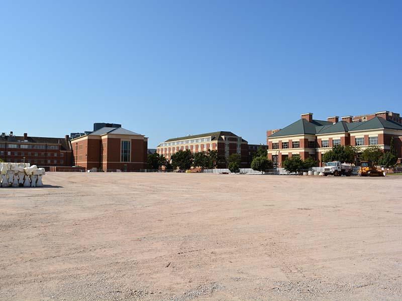 Building site covered with gravel