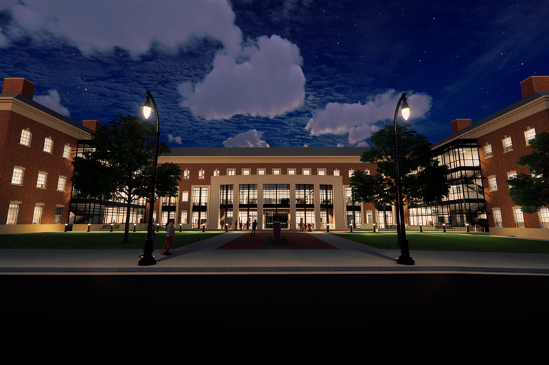 Exterior Rendering of the New Frontiers Agricultural Hall Exterior Rendering of the New Frontiers Agricultural Hall